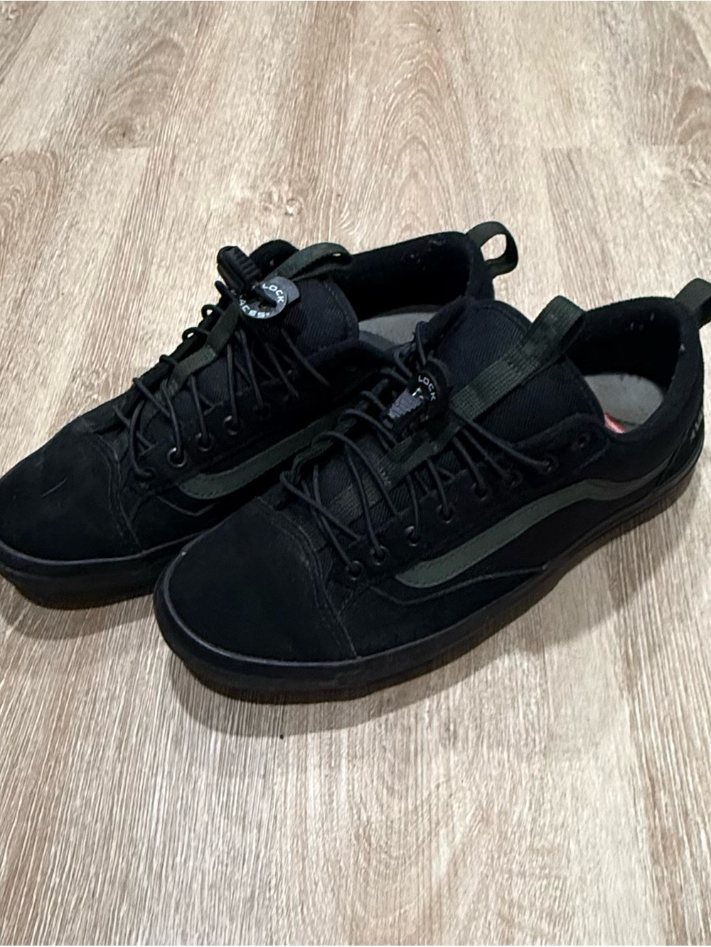 Vans Men's Black Sneakers with Olive Side Stripe